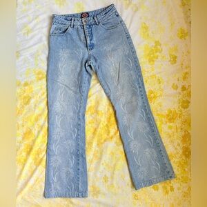 90s/Y2K floral Paris blues flare jeans